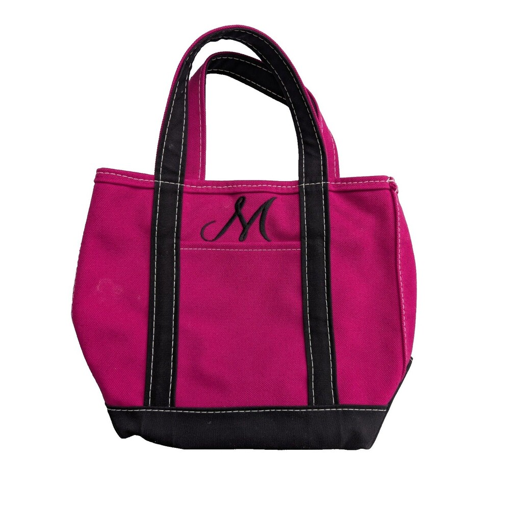 L.L.Bean Boat and Tote Small Zip Top Hot Pink Black Custom Color Monogram M USA